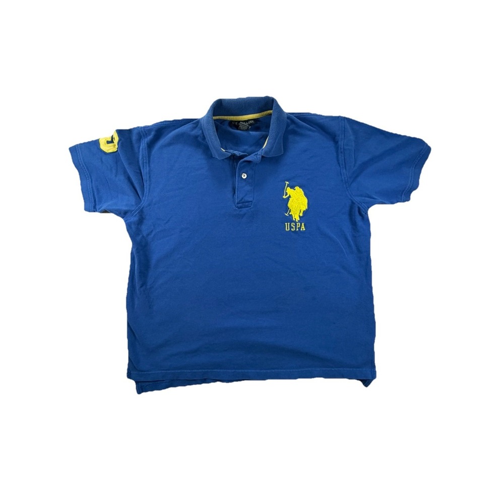 US Polo Assn Mens Blue Short Sleeve Polo Size Large Preppy Golf Classic Casual